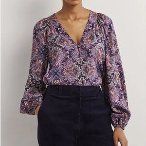Boden Placement Border Print Blouse Size 16/18